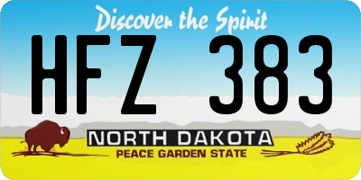 ND license plate HFZ383