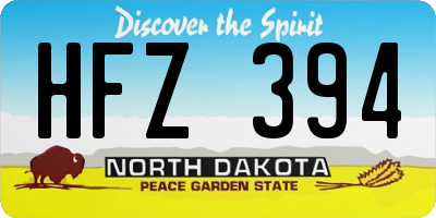 ND license plate HFZ394