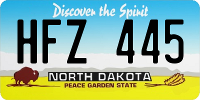 ND license plate HFZ445