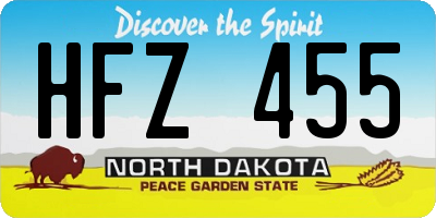 ND license plate HFZ455