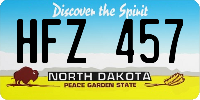 ND license plate HFZ457
