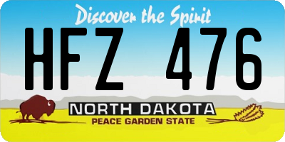 ND license plate HFZ476