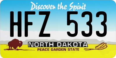 ND license plate HFZ533