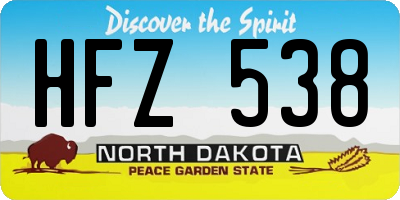 ND license plate HFZ538