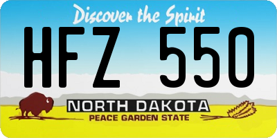 ND license plate HFZ550