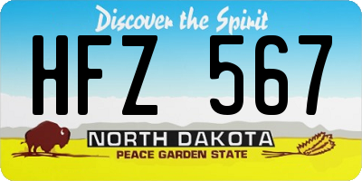 ND license plate HFZ567
