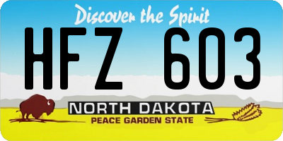 ND license plate HFZ603
