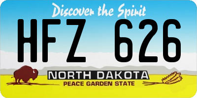 ND license plate HFZ626