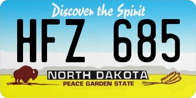 ND license plate HFZ685