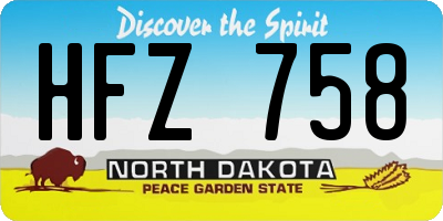 ND license plate HFZ758