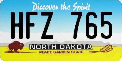 ND license plate HFZ765