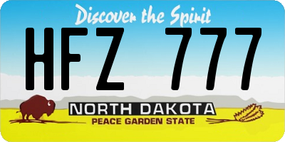 ND license plate HFZ777