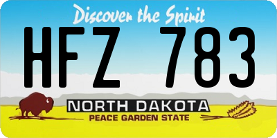 ND license plate HFZ783