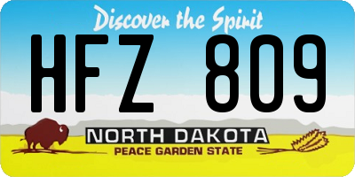 ND license plate HFZ809