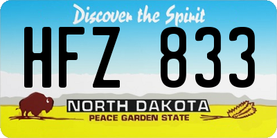 ND license plate HFZ833