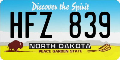 ND license plate HFZ839