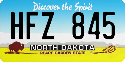 ND license plate HFZ845