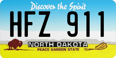 ND license plate HFZ911