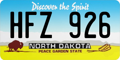 ND license plate HFZ926