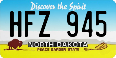 ND license plate HFZ945
