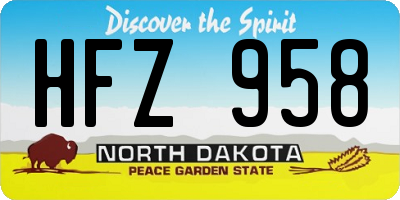 ND license plate HFZ958
