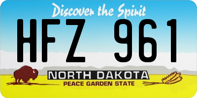 ND license plate HFZ961