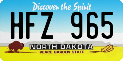 ND license plate HFZ965