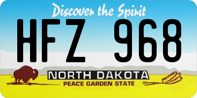 ND license plate HFZ968