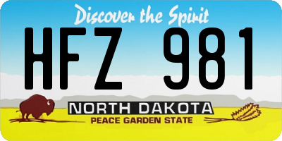 ND license plate HFZ981