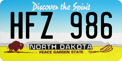 ND license plate HFZ986