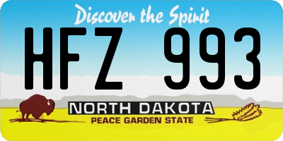ND license plate HFZ993