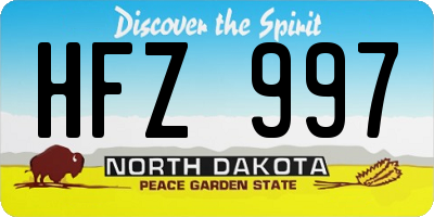 ND license plate HFZ997