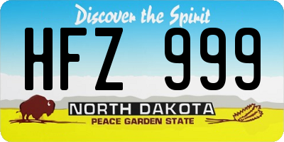 ND license plate HFZ999
