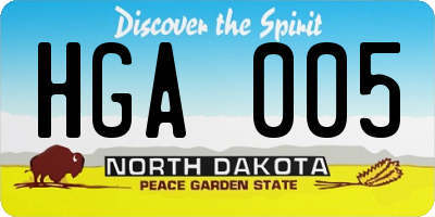 ND license plate HGA005