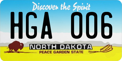 ND license plate HGA006