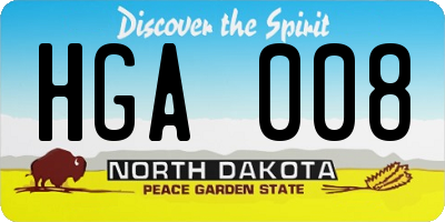 ND license plate HGA008