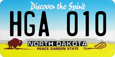 ND license plate HGA010