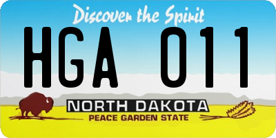 ND license plate HGA011