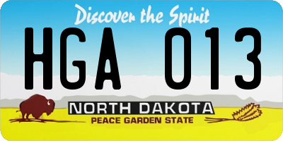 ND license plate HGA013