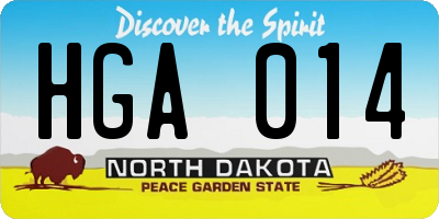 ND license plate HGA014