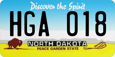 ND license plate HGA018