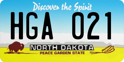 ND license plate HGA021