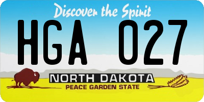 ND license plate HGA027