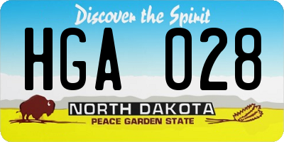ND license plate HGA028
