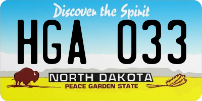 ND license plate HGA033