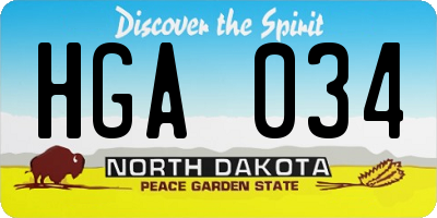 ND license plate HGA034