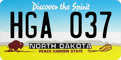 ND license plate HGA037