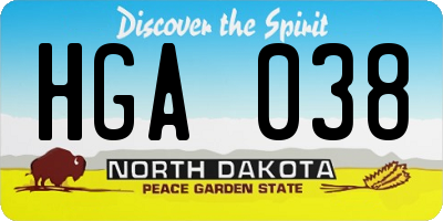 ND license plate HGA038