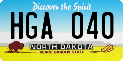 ND license plate HGA040