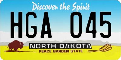 ND license plate HGA045